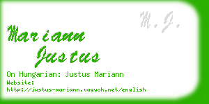 mariann justus business card